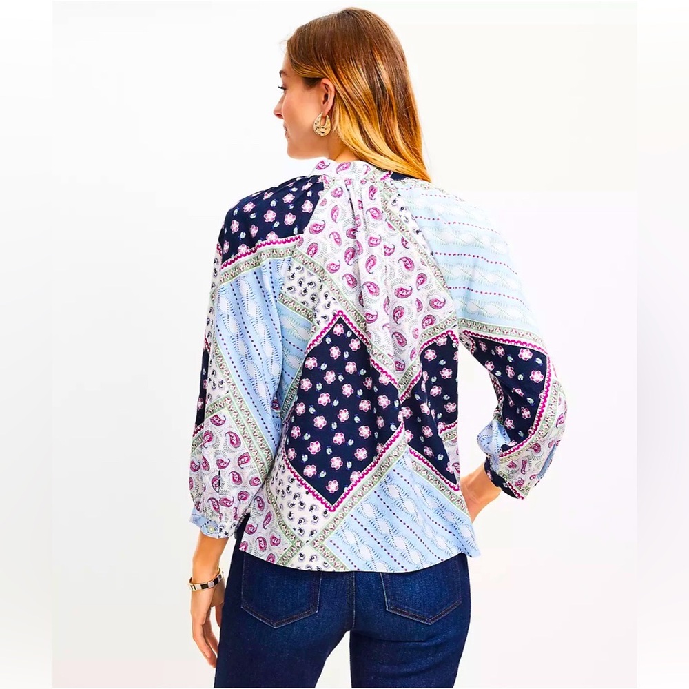 Loft Multicolor Patchwork Blouse - image 4